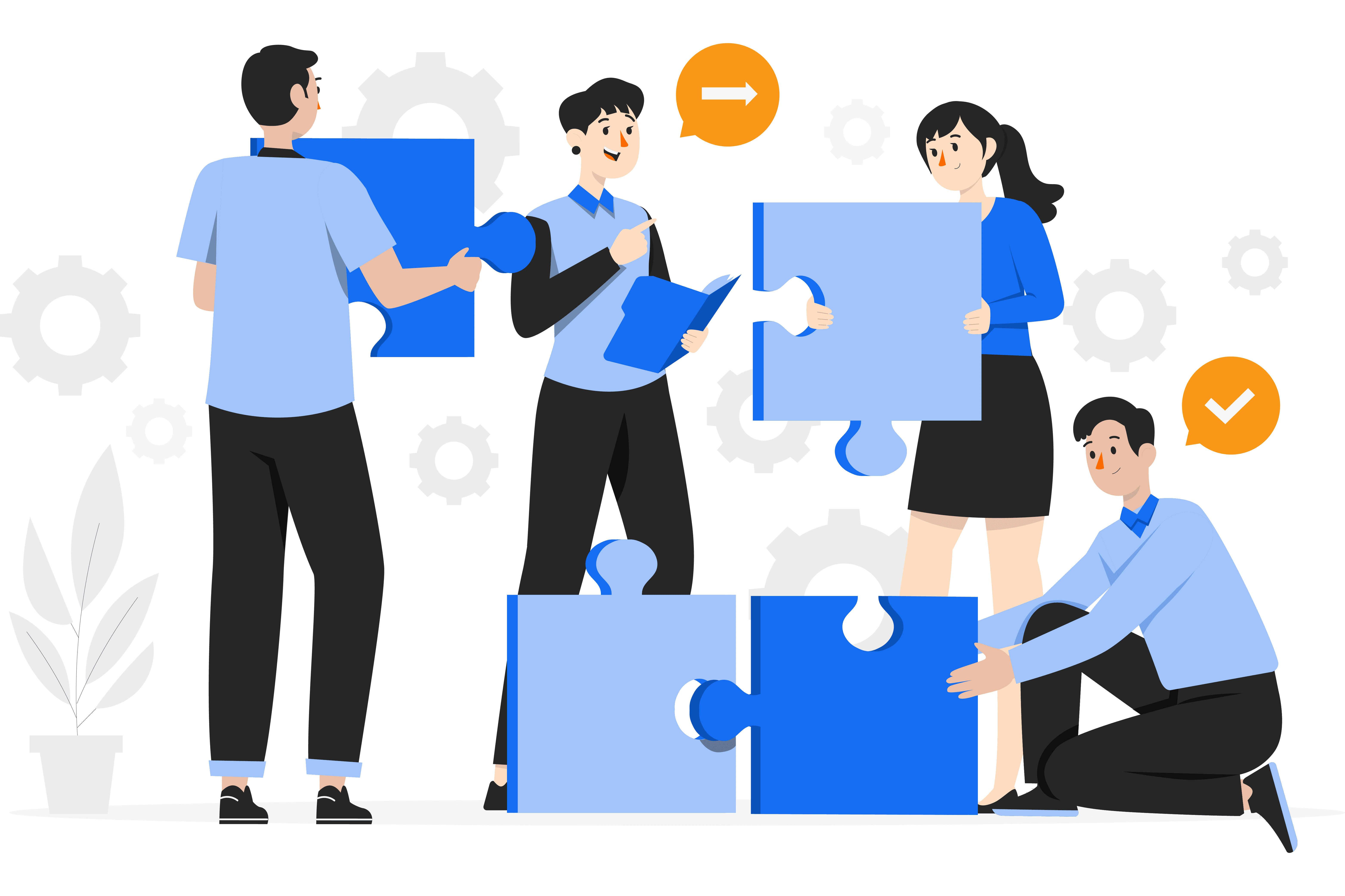Employees fitting in puzzles of iMBrace