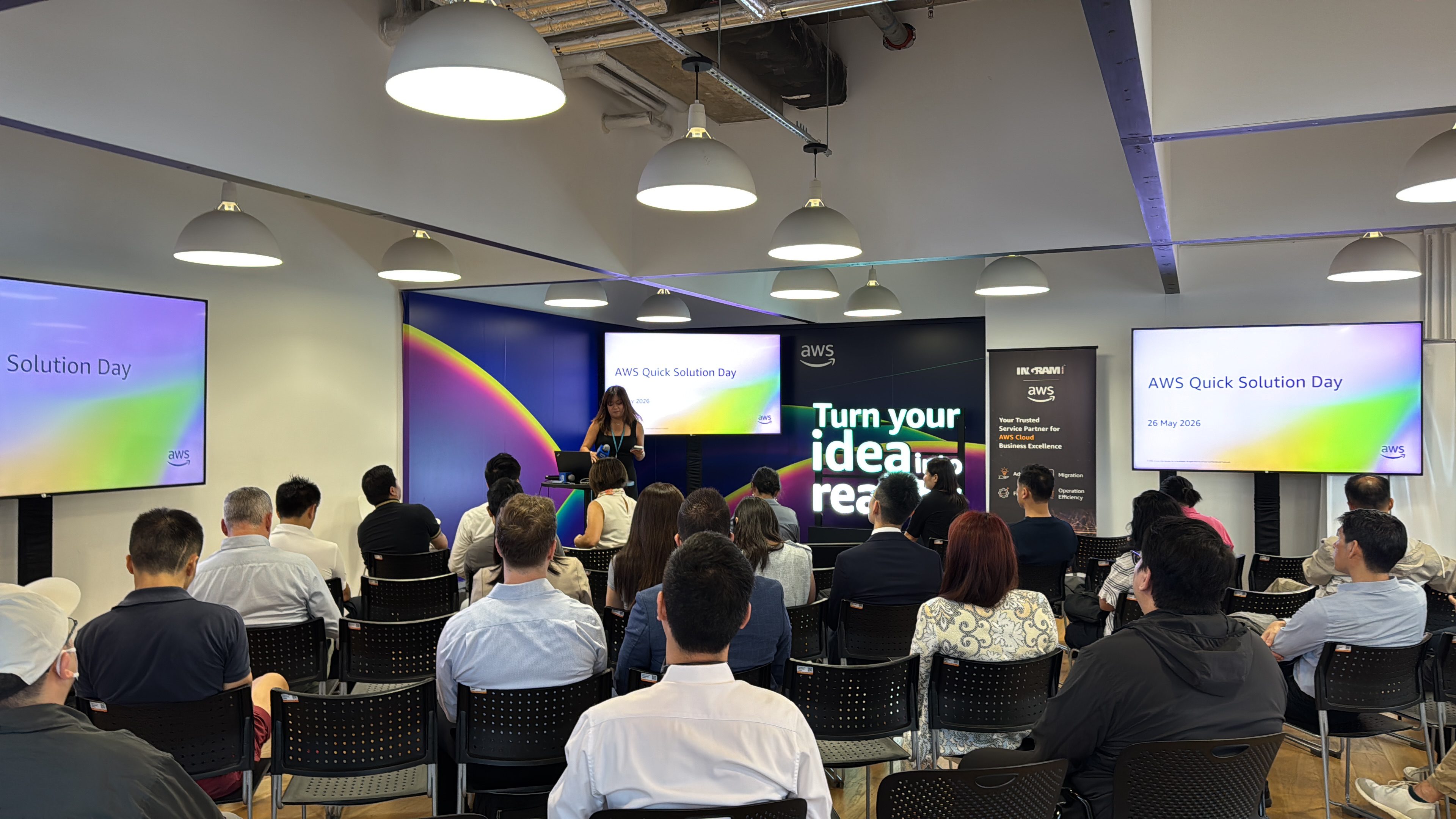 The room filled with engaged attendees throughout the event.